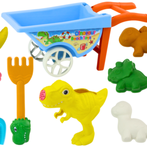 Zestaw Zabawek Do Piasku Toczka Sześć Foremek Konewka Dinozaury