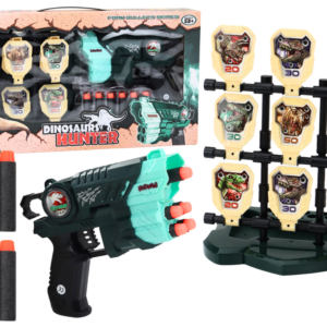 Zestaw Pistolet Z Tarczą Strzałki Piankowe Dinozaury Zielony