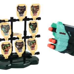 Zestaw Pistolet Z Tarczą Strzałki Piankowe Dinozaury Zielony