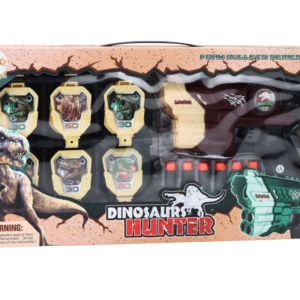 Zestaw Pistolet Z Tarczą Strzałki Piankowe Dinozaury Brązowy