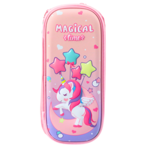 Piórnik Różowy Z Jednorożcem 3D Dwukomorowy 24 cm x 11 cm x 7 cm