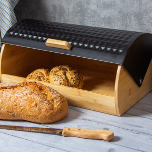 CHLEBAK BAMBUSOWY Z NOŻEM DO PIECZYWA 2773 CZARNY