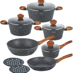 ZESTAW 12 ELEM. GARNKÓW GRANITOWYCH KLAUSBERG KB-7242 GRANIT WOOD