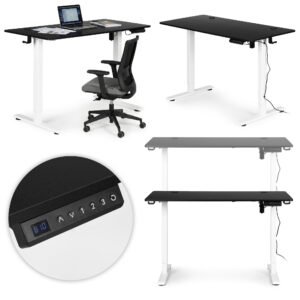 Biurko elektryczne regulowane 120×60 cm regulacja wysokości 72-117 cm ModernHome