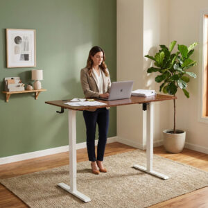 Biurko elektryczne regulowane 120×60 cm regulacja wysokości 72-117 cm ModernHome