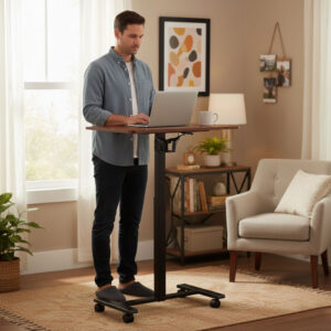 Mobilne biurko regulowane 70×48 cm stolik pod laptopa regulacja wysokości 71,5-112 cm ModernHome