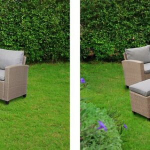 Zestaw ogrodowy wypoczynkowy narożnik stół pufy meble ogrodowe technorattan VENEZIA