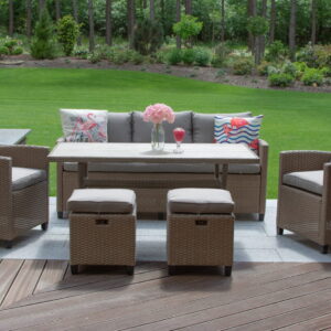 Zestaw mebli ogrodowych TECHNORATTAN stół sofa fotel komplet wypoczynkowy MILANO