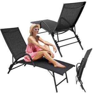SKŁADANA LEŻANKA OGRODOWY REGULOWANE OPARCIE ALUMINIUM FOTEL PLAŻOWY LEŻAK