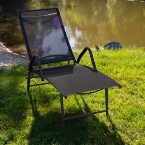 SKŁADANA LEŻANKA OGRODOWY REGULOWANE OPARCIE ALUMINIUM FOTEL PLAŻOWY LEŻAK