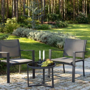 2 x KRZESŁO OGRODOWE balkonowe balkon taras komplet zestaw stal nowoczesne